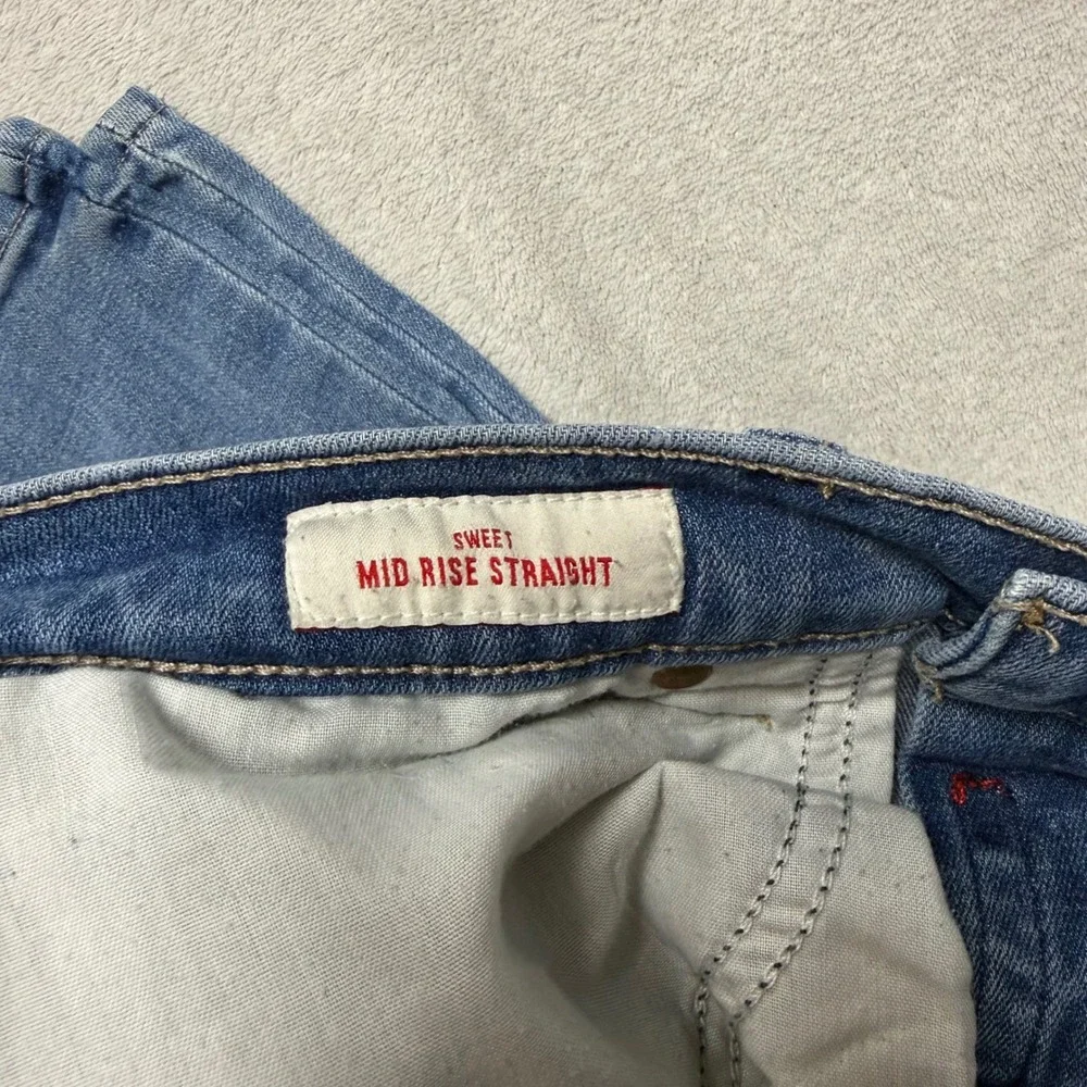 Lucky Brand‎ Sweet Mid Rise Straight Jeans Blue Distressed Denim 6/28 R